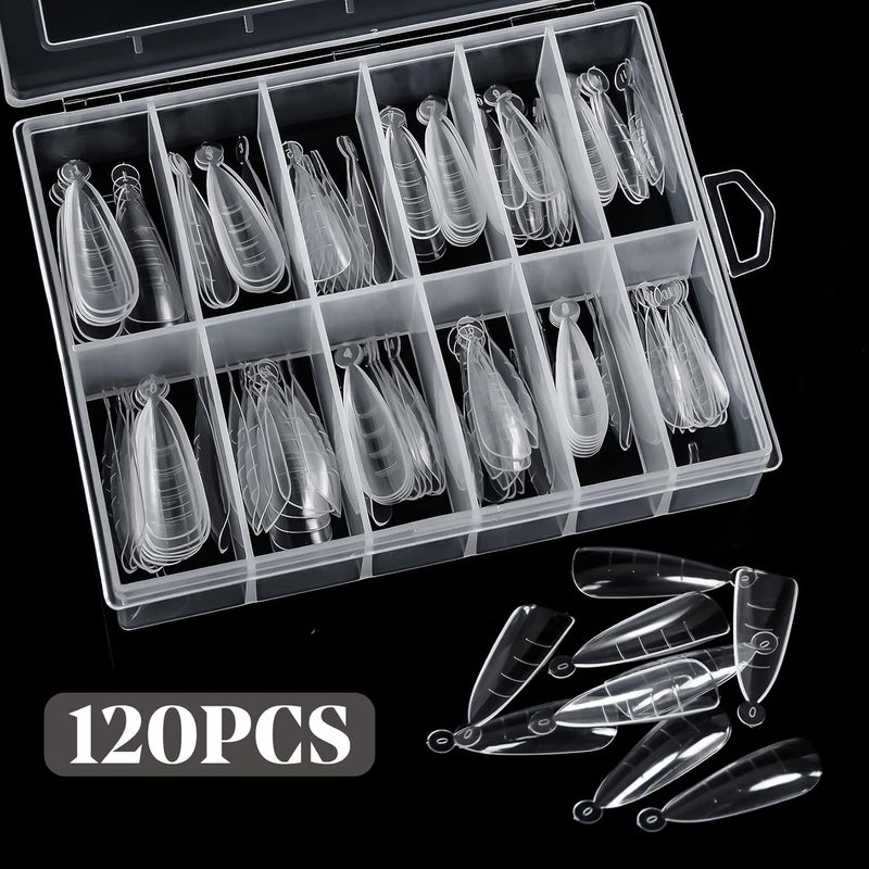 krofaue Poly Extension Gel - 120pcs Dual Nail Forms with 12 Sizes Stiletto False Molds Lady Almond Style Full Cover Builder for Nails Acrylic Forms fit DIY at Home - Image 5